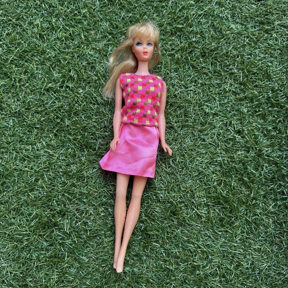 Vintage Twist N Turn Barbie Doll 1966 Mattel Summer Sand Ash Blonde Hair Mod Top